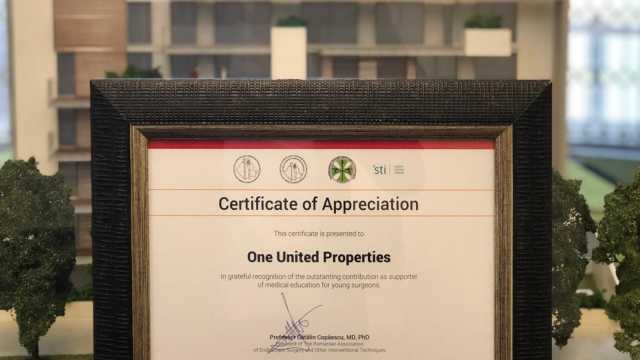 One United Properties to receive the ARCE Certificate of Appreciation