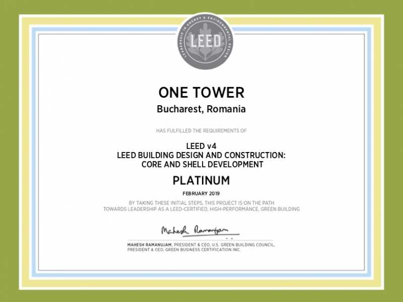 LEED v4 Core & Shell pre-certification Platinum level