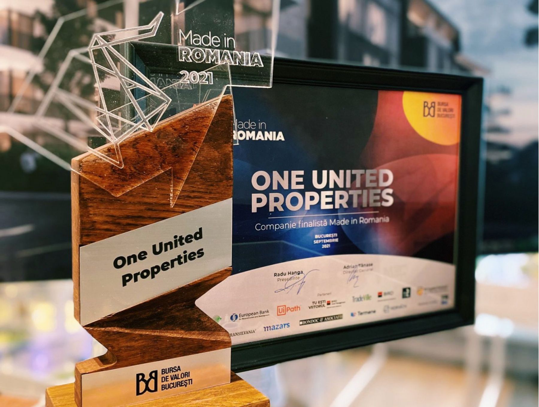 One United Properties a fost premiata in cadrul galei Made in Romania a Bursei de Valori Bucuresti.