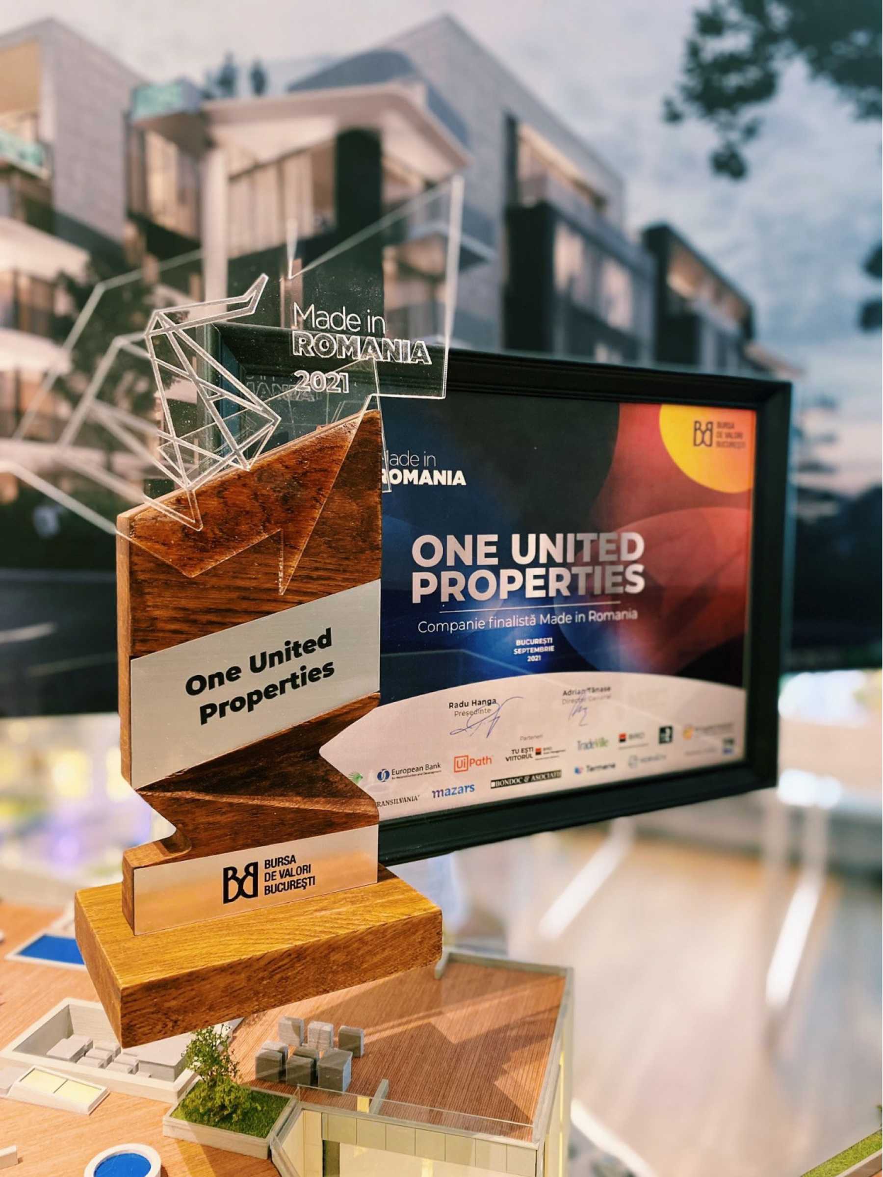 One United Properties a fost premiata in cadrul galei Made in Romania a Bursei de Valori Bucuresti.