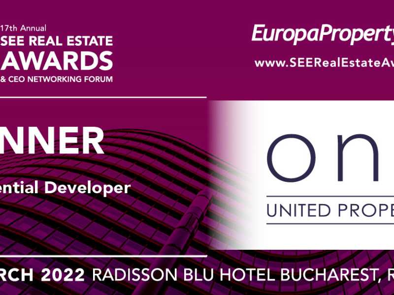 One United Properties a primit premiul „Dezvoltator Rezidențial” la Gala Premiilor SEE Real Estate 2022