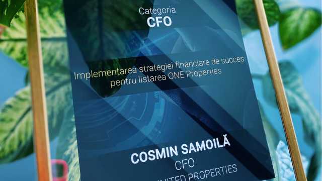 Cosmin Samoilă, CFO One United Properties, awarded for excellence in management at Gala Capital