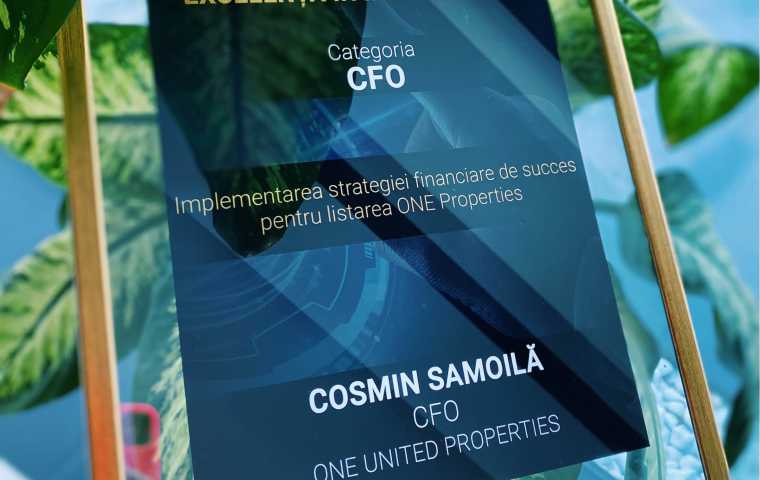 Cosmin Samoilă, CFO One United Properties, premiat pentru excelență în management la Gala Capital