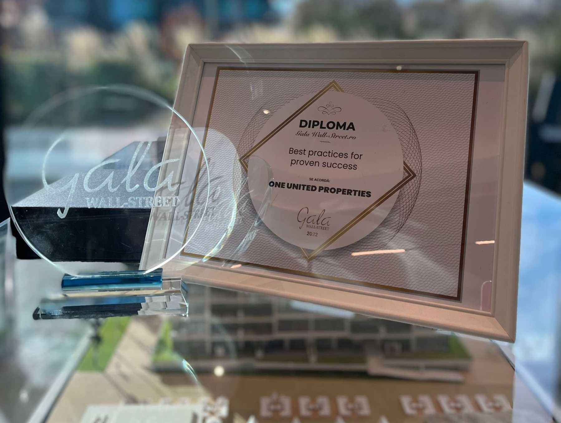 One United Properties, awarded at the Wall-Street.ro Gala for best practices in business