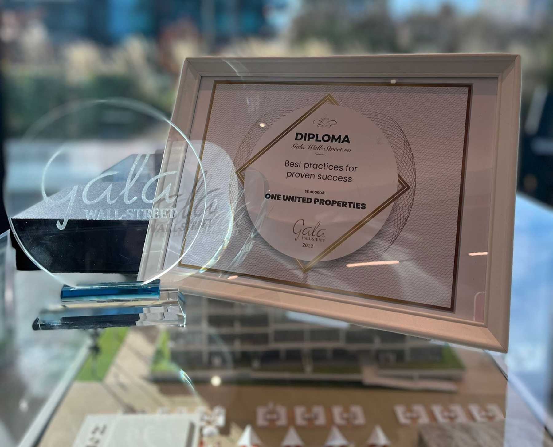 One United Properties, awarded at the Wall-Street.ro Gala for best practices in business