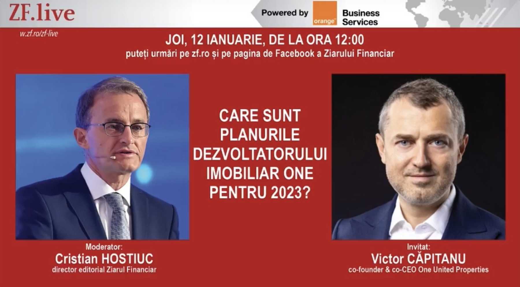 Victor Căpitanu, despre planurile One United Properties în 2023, la ZF Live