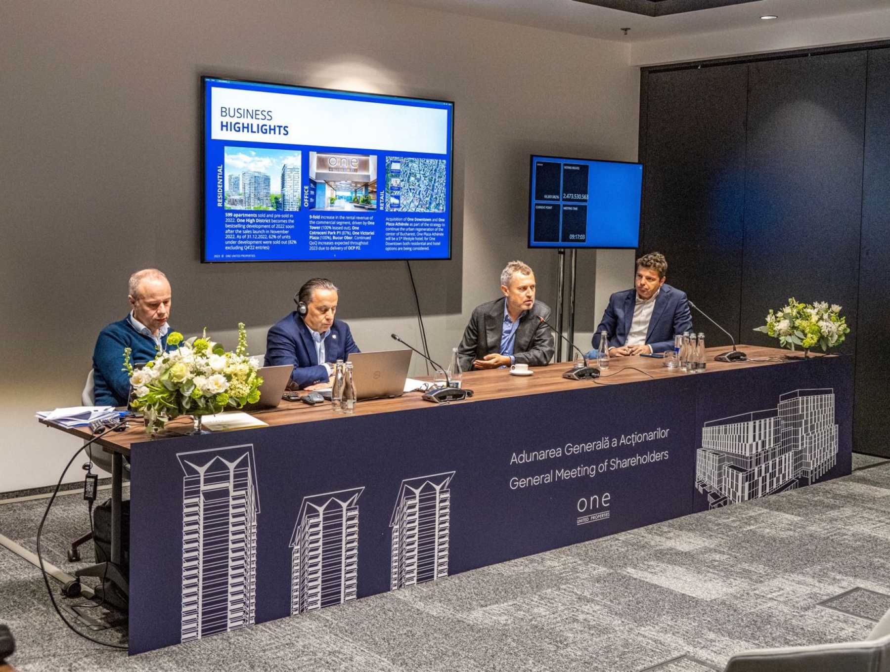 Acționarii One United Properties aprobă plata unor dividende de 73,1 milioane de lei pentru anul financiar 2022