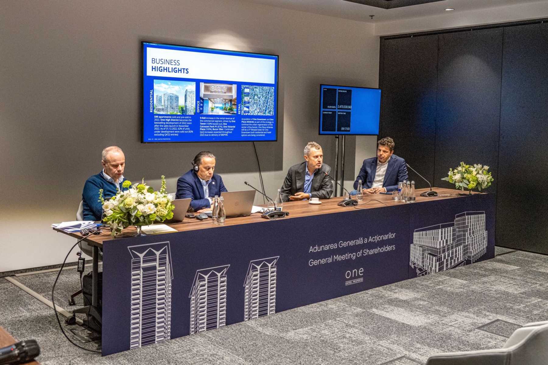 Acționarii One United Properties aprobă plata unor dividende de 73,1 milioane de lei pentru anul financiar 2022