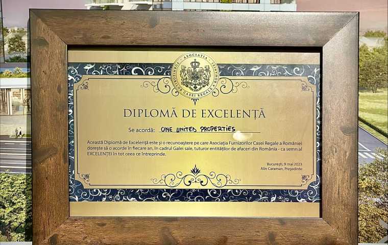 One United Properties, diplomă de excelență din partea Asociației Furnizorilor Casei Regale a României