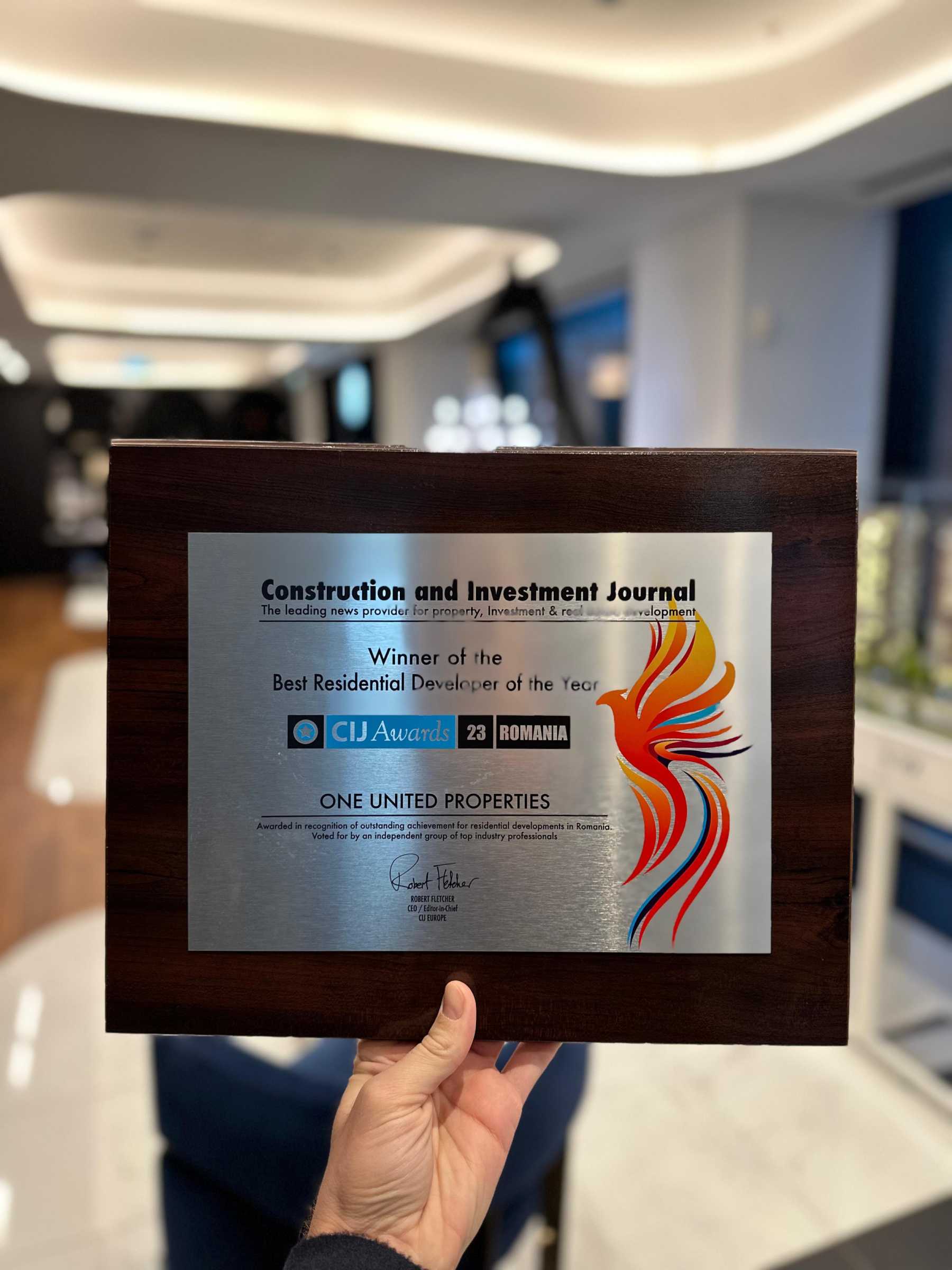 One United Properties primește distincția Cel mai bun dezvoltator imobiliar al anului