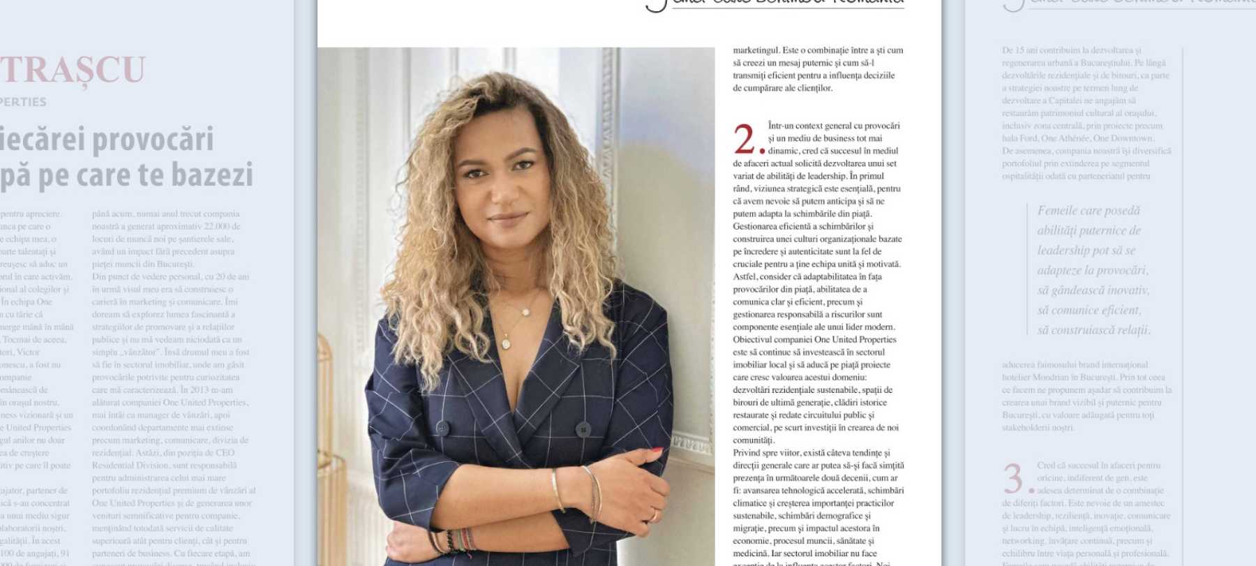 Beatrice Dumitrascu în ediția „Women Changing Romania” a revistei Piaţa Financiară