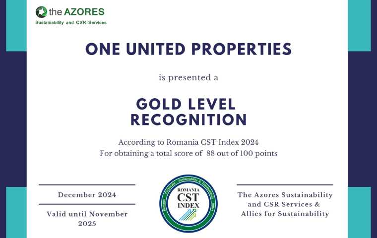 One United Properties awarded gold recognition in Romania CST Index 2024